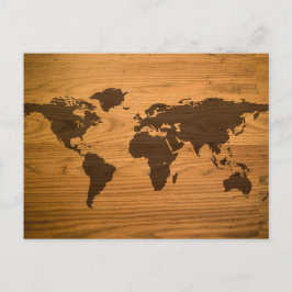 木目の世界地図 ポストカード