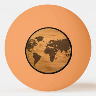 木目の世界地図 卓球ボール