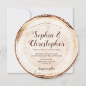 木目の切り目のスクリプト名素朴結婚の値 招待状 (正面)