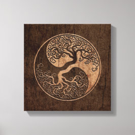 木目の効果を持つ陰陽の木 キャンバスプリント
