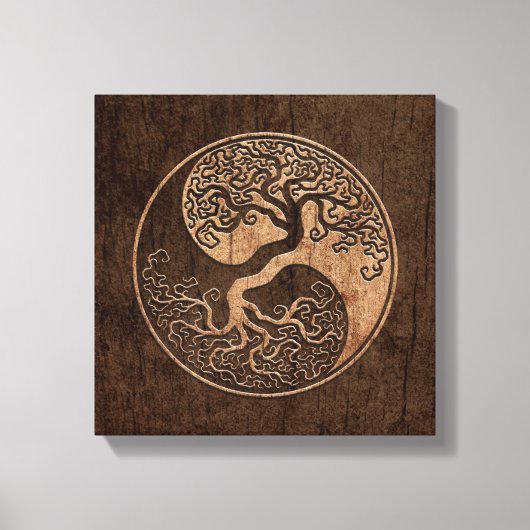 木目の効果を持つ陰陽の木 キャンバスプリント (正面)