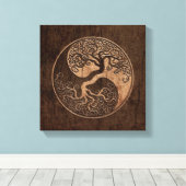 木目の効果を持つ陰陽の木 キャンバスプリント (インサイチュ (ウッドフロア))