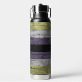 木目の微妙な非バイナリプライドフラグの色 ウォーターボトル (正面)