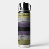 木目の微妙な非バイナリプライドフラグの色 ウォーターボトル (背面)