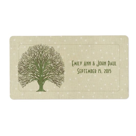 木目の星にオリーブスワールツリー日付を保存 ラベル (正面)