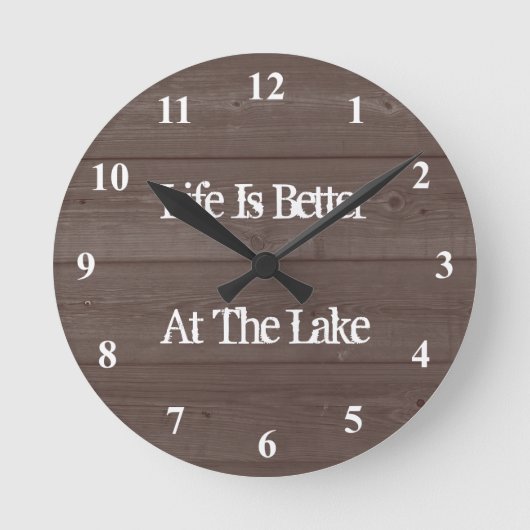 木目の湖時計の方が生活が良い ラウンド壁時計 (正面)