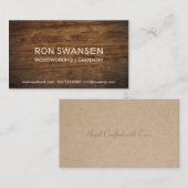 木目の濃い茶色の男らしシンプル 名刺 (正面/裏面)