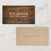 木目の濃い茶色の男らしシンプル 名刺 (正面/裏面)