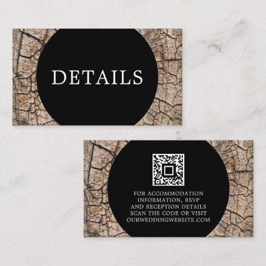 木目の素朴詳細QRコード エンクロージャーカード (正面/裏面)