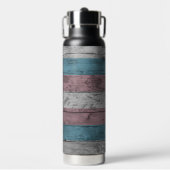 木目の繊細なトランスプライドフラグの色 ウォーターボトル (正面)