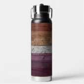 木目の繊細なレズビアンプライド国旗 ウォーターボトル (正面)