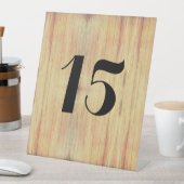 木目の背景テーブル番号 台座サイン (インサイチュ)