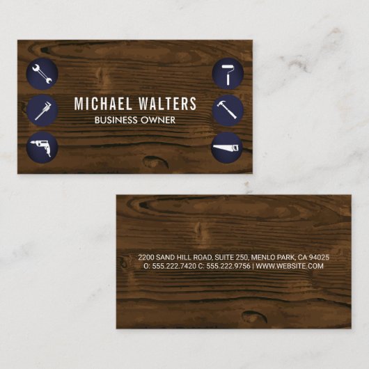 木目の背景 |ハードウェアツール 名刺 (正面/裏面)