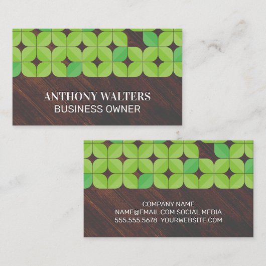 木目の背景 |図解リーフパターン 名刺 (正面/裏面)