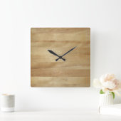 木目の背景、結合された木目、木目のテクスチャ スクエア壁時計 (ホーム)