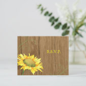 木目ひまわりウェディングRSVP インビテーションポストカード (スタンド正面)