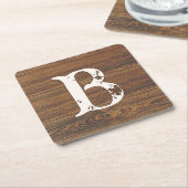 木目をモノグラムでチーク スクエアペーパーコースター (アングル)