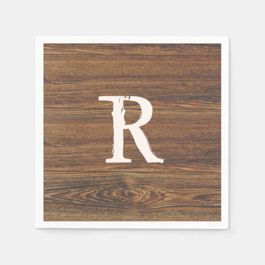 木目をモノグラムでチーク スタンダードカクテルナプキン (正面)