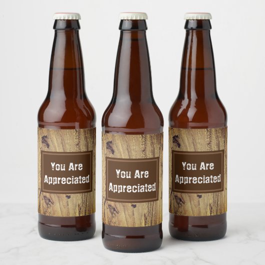 木目を素朴感謝 ビールラベル (ボトル)