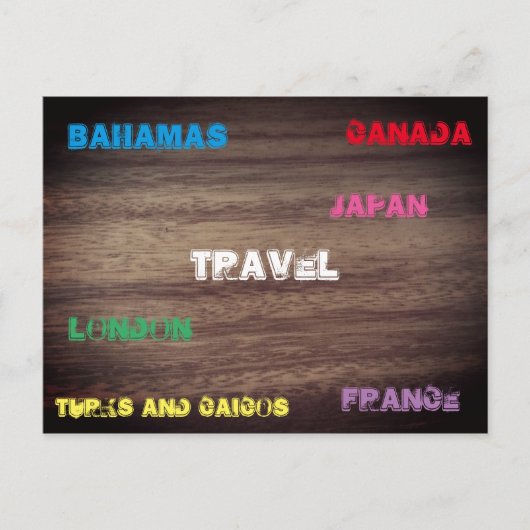 木目エフェクトトラベル ポストカード (正面)