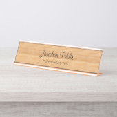 木目エレガントバラ金ゴールドモダンテンプレート デスクネームプレート (正面)