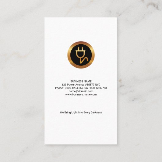 木目エレガント光沢のある金ゴールドストライプ電気技師 名刺 (裏面)