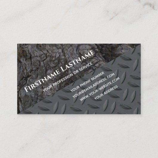 木目オーガニックダイヤモンドプレート鋼モノグラム 名刺 (裏面)