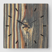 木目クール模様 スクエア壁時計 (正面)