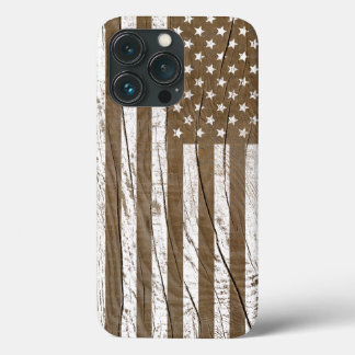 木目グランジ米国国旗 iPhone 13 PROケース