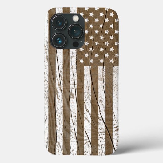 木目グランジ米国国旗 Case-Mate iPhoneケース (裏面)