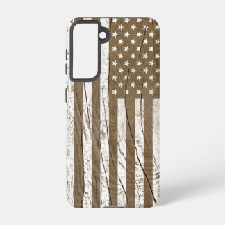 木目グランジ米国国旗 SAMSUNG GALAXY S21ケース