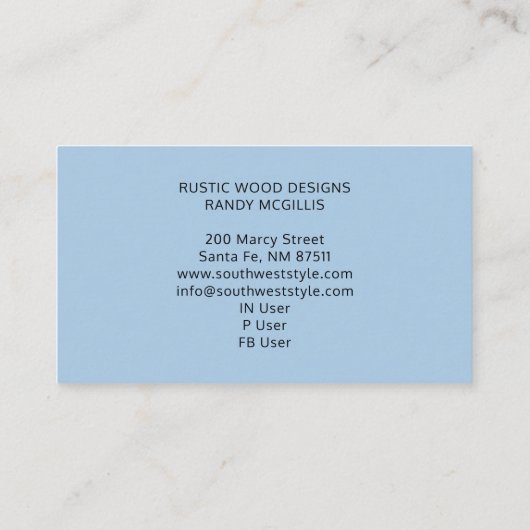 木目グレイ素朴ブルーモノグラム 名刺 (裏面)