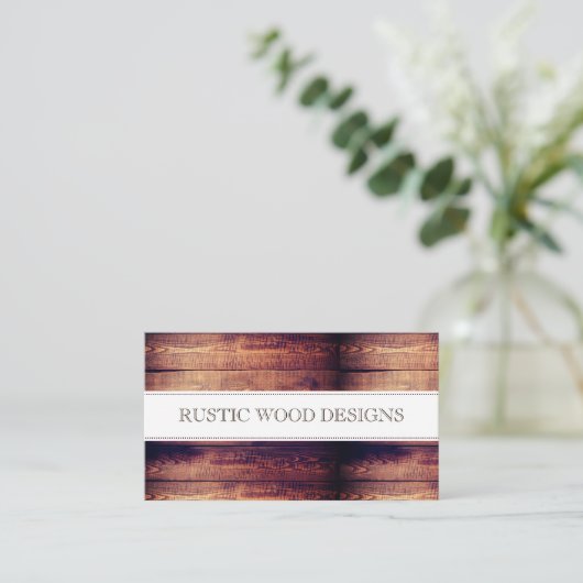 木目グレイ素朴ブルーモノグラム 名刺 (スタンド正面)