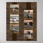 木目シンプル金ゴールド上のミニマル写真コラージュ 箔ポスター (正面)