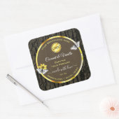 木目ダークブラウン金ゴールド製品ラベル追加ロゴ スクエアシール (封筒)