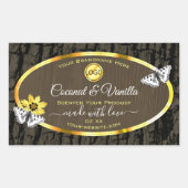 木目ダークブラウン金ゴールド製品ラベル追加ロゴ 長方形シール (正面)