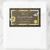 木目ダークブラウン金ゴールド製品ラベル追加ロゴ 長方形シール (バッグ)