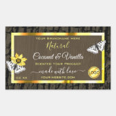 木目ダークブラウン金ゴールド製品ラベル追加ロゴ 長方形シール (正面)