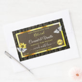 木目ダークブラウン金ゴールド製品ラベル追加ロゴ 長方形シール (封筒)