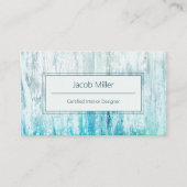 木目ティール(緑がかった色)白テクスチ素朴ャ 名刺 (正面)