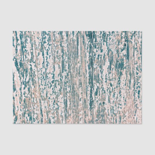 木目ティール（緑がかった色）黄褐色白素朴のカントリーテクスチャ 薄葉紙 (正面)