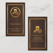 木目テクスエレガントチャ金ゴールドフレームショーファ 名刺 (正面/裏面)