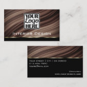 木目テクスチャボードウェーブウッドグレインロゴ 名刺 (正面/裏面)