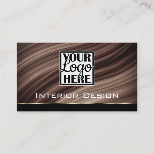 木目テクスチャボードウェーブウッドグレインロゴ 名刺 (正面)