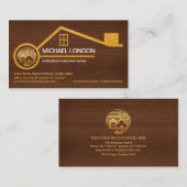 木目テクスチャ金ゴールドホームハンドマン大工 名刺 (正面/裏面)