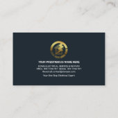 木目テクスチャ金ゴールドホームバルブ配線電気技師 名刺 (裏面)