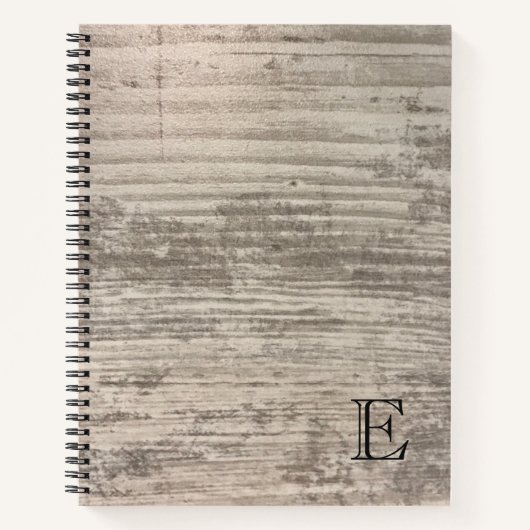 木目デザインブラウンゼンモノグラパーソナライズされたム ノートブック (正面)
