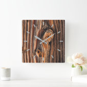 木目パターン スクエア壁時計 (ホーム)