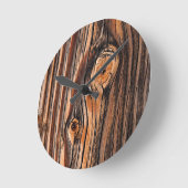 木目パターン ラウンド壁時計 (傾斜)