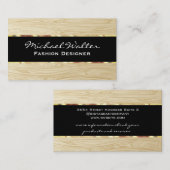 木目パターン |金ゴールドトリム 名刺 (正面/裏面)